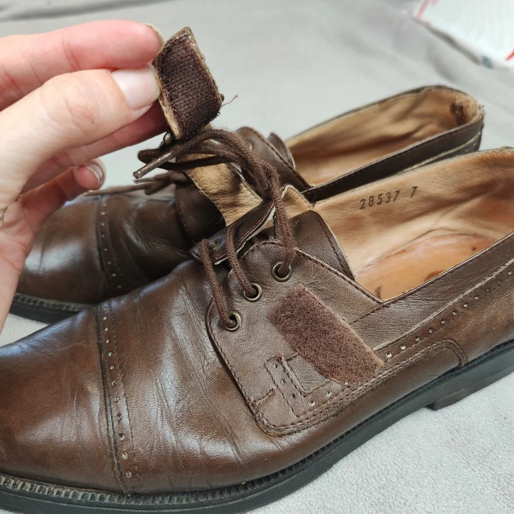 Vintage YSL Yves Saint Laurent Dress Shoes Men 7 Brown Leather Oxford Monk Strap